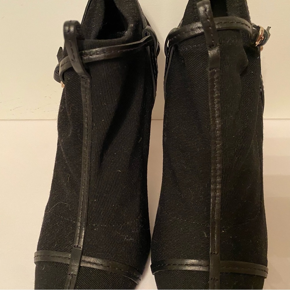 GUCCI HEELS STILETTO SHOES BLACK STRETCH FABRIC LEATHER TRIM BUCKLE 7.5B POINTY - Picture 7 of 15